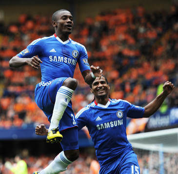 Salomon Kalou och Florent Malouda, glädje, jubel