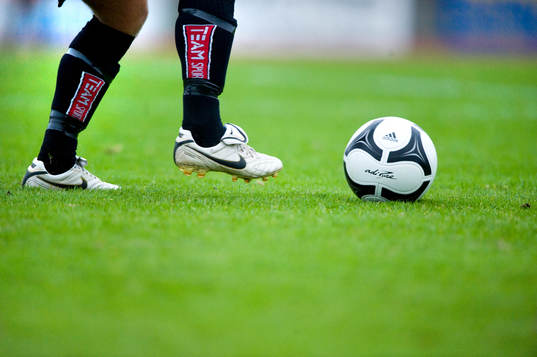 Fot, fotboll, gräsmatta, gräs, genre