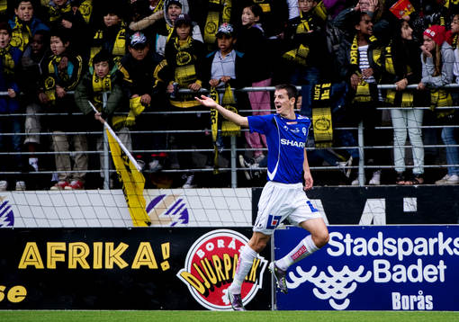 Haris Radetinac, Åtvidaberg, gör 0-1. Jubel
