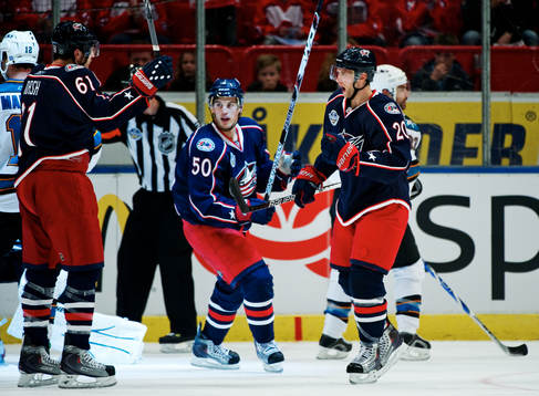 Rick Nash, Antoine Vermette och Kristian Huselius,