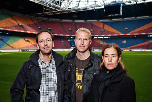 Träning på Amsterdam Arena. Michael Wagner, Johan Flink