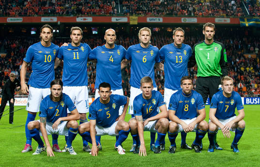 Lagbild, startelva, Zlatan Ibrahimovic, Johan Elmander,