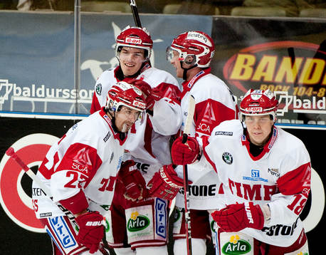 Anton Lander, Timrå, gör 0-1. Jubel