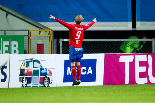 Erik Sundin, Helsingborg gjorde 1-0. jubel