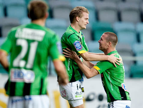 Jonas Lindberg gör 1-0 till Gais. Jubel Jonas Lundén