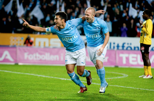 Jiloan Hamad, MFF gör 1-0. Jubel