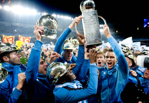 MFF vinner SM-guld. Svenska Mästare 2010, jubel, glädje,