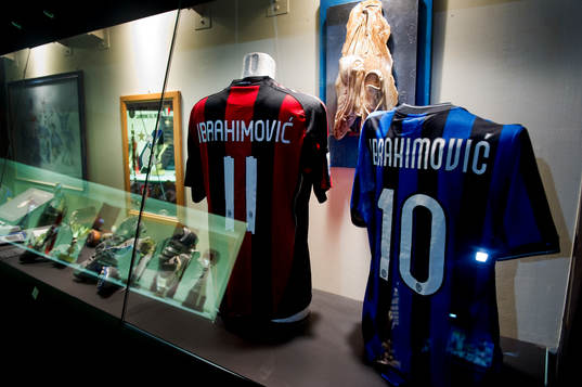 Zlatan Ibrahimovics tröjor på San Siros Museum