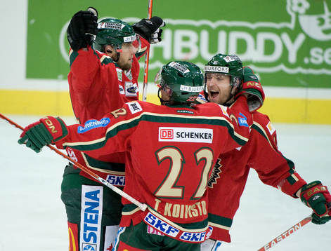 Pavel Skrbek, Frölunda, gör 2-2 , jubel