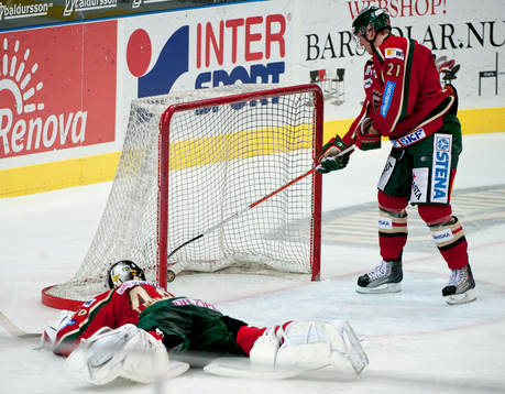 Mikael Johansson, Johan Holmqvist, målvakt Frölunda