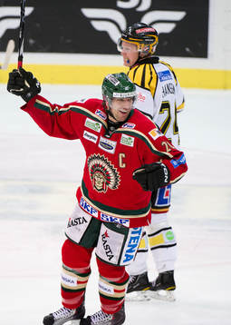 Joel Lundqvist, Frölunda, gör 3-1, jubel