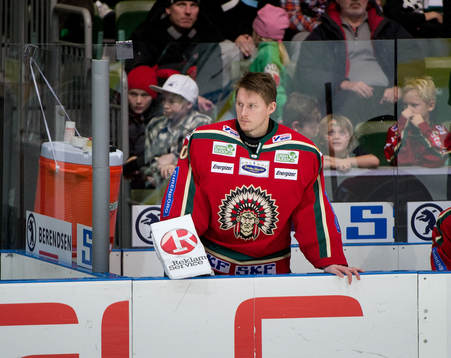 Johan Holmqvist, målvakt Frölunda, bänkad