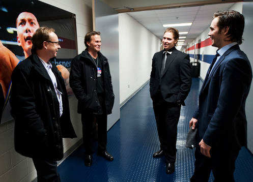 Sveriges förbundskapten Pär Mårts och team manager Johan