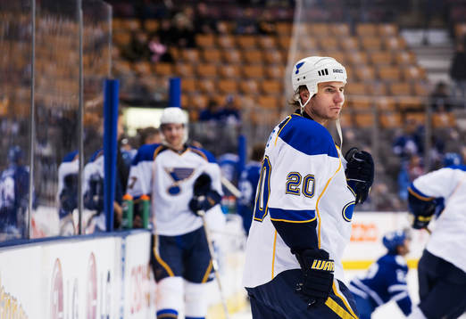 Alexander Steen, St Louis, värmer upp innan matchen