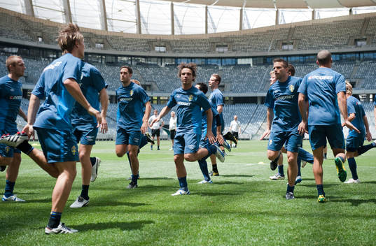 Uppvärmning på Cape Town Stadium. Niklas Backman, Nordin