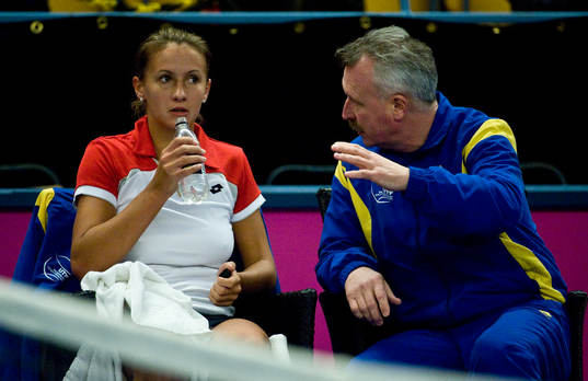 Lesya Tsurenko och förbundskapten Igor Dernovsky