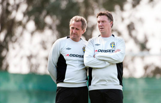Erik Hamrén, förbundskapten och Kjell Jonevret,