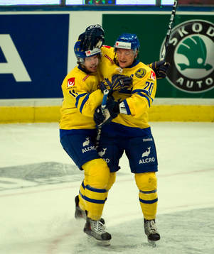 Björn Melin och Magnus Johansson, Sverige, jubel