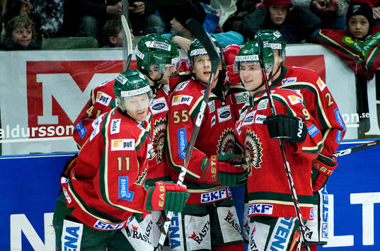 Nicklas Lasu, Frölunda, gör 3-0, jubel