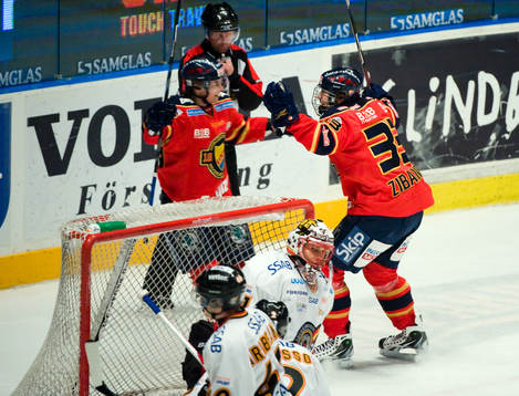 Patrick Cehlin och Mika Zibanejad, Djurgården, jubel