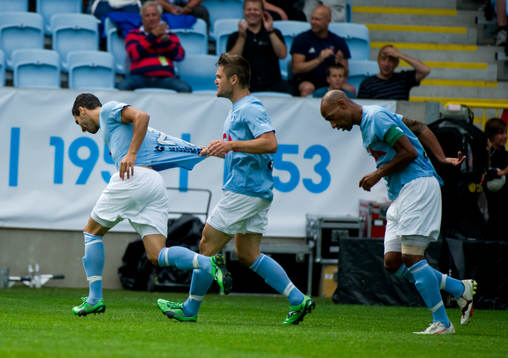 Jimmy Durmaz, Ivo Pekalski och Jeffrey Aubynn, Malmö jubel
