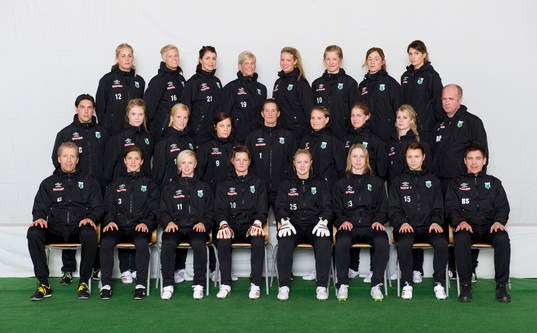 Bakre raden fr v: Ellen Larsson, Emelie Johansson, Rebecca