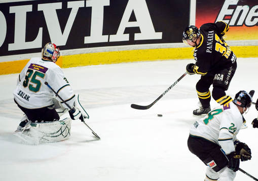 Alexander Salak, målvakt, Färjestad och David Engblom, AIK