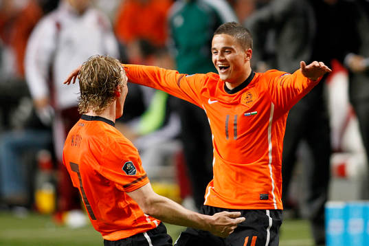Dirk Kuyt, Holland, jubel med Ibrahim Afellay