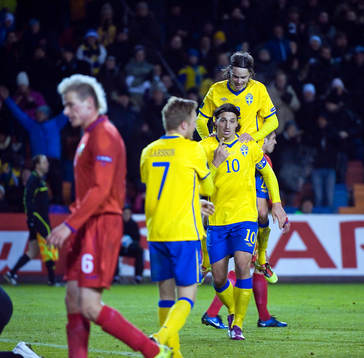 Sebastian Larsson, Zlatan Ibrahimovic och Mikael Lustig,