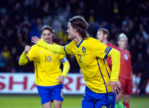 Zlatan Ibrahimovic och Mikael Lustig, Sverige, jubel
