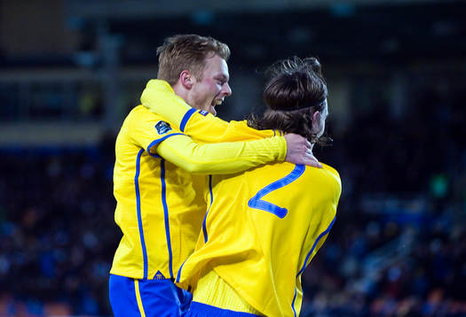 Sebastian Larsson och Mikael Lustig, Sverige, jubel eftert