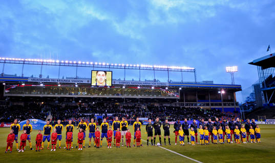 Fotboll, EM-Kval, Sverige - Moldavien Det svenska laget med