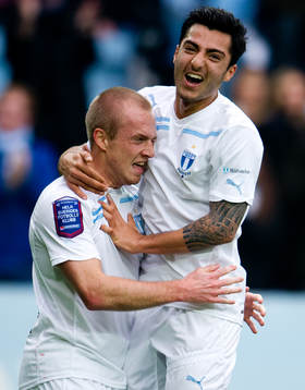 Daniel Larsson, Malmö och Jiloan Hamad, jubel