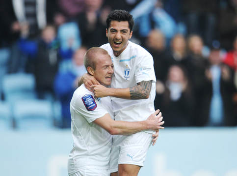 Daniel Larsson och Jiloan Hamad, Malmö, glädje, jubel