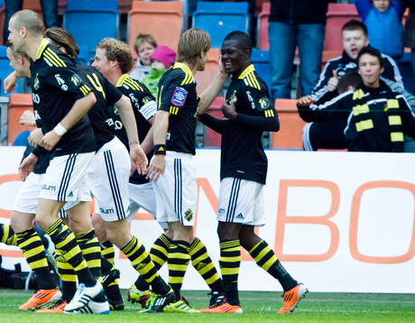Martin Lorentzson och Ibrahim Bangura, AIK, jubel