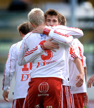 Niklas Klingberg, Christophe Lallet, jubel, Degerfors