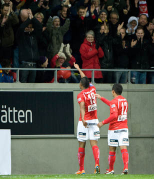 Daniel Sobralense och Rickardo Santos, Kalmar, jubel