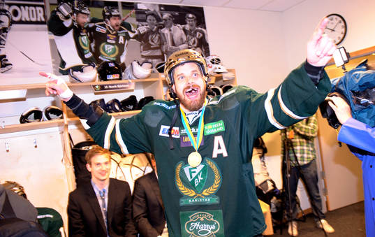Sanny Lindström, Färjestad, jubel, glädje. SM-guld,