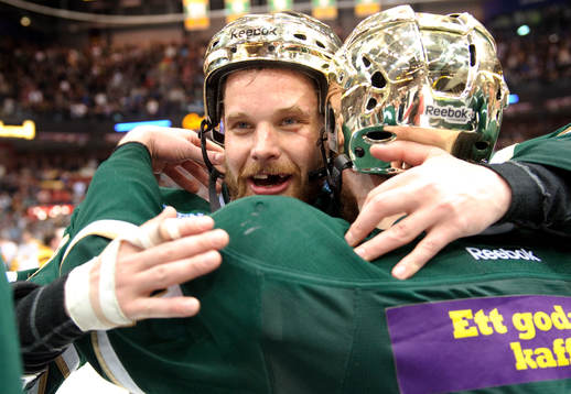 Sanny Lindström, Färjestad. Glädje. SM-guld, guld,