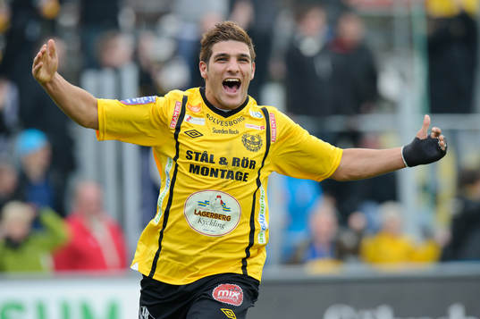 Moestafa El Kabir, Mjällby, gjorde 1-0, jubel, glädje