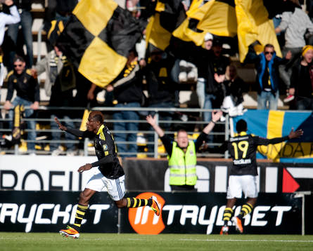 Mohamed Bangura, AIK, gör 1-0, jubel