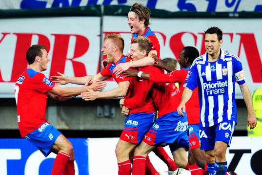Peter Larsson, Helsingborg, gör 1-1, glädje, jubel