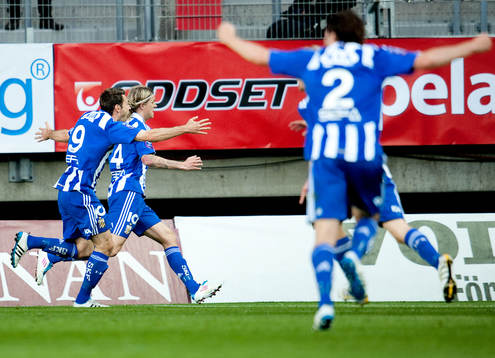 Andreas Drugge, Göteborg, gör 1-0, jubel
