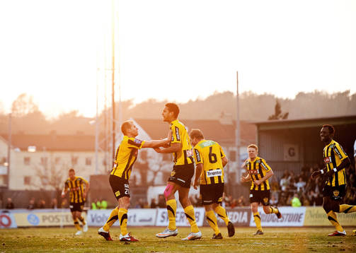Mathias Ranégie, BK Häcken, gör 1-1, jubel