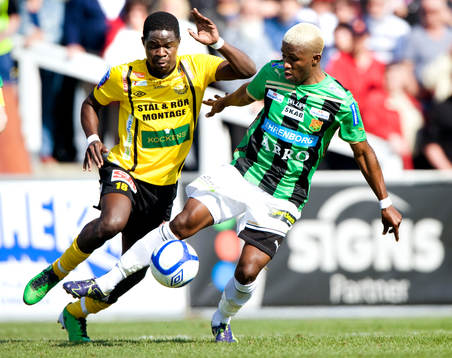 Patrick Osiako, Mjällby och Eric Bassombeng, Gais