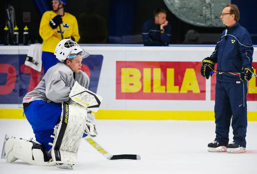 Viktor Fasth, målvakt, och Pär Mårts, förbundskapten