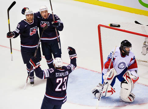 Chris Porter och Jack Skille, USA, jubel