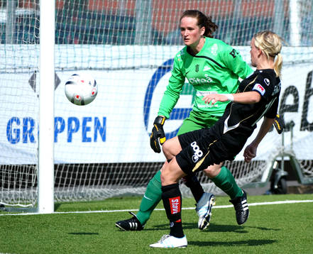 Stephanie Labbé, målvakt Piteå, Linnea Liljegärd,