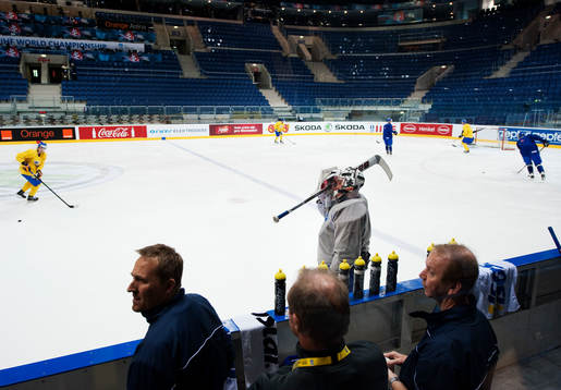 Det svenska laget tränar i Orange Arena