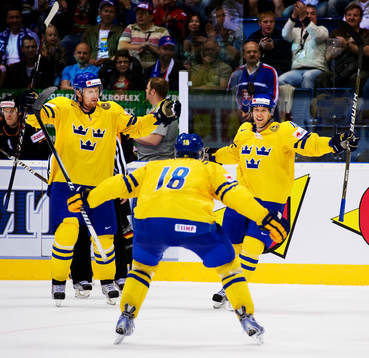 Daniel Fernholm, Patrik Berglund och Martin Thörnberg,
